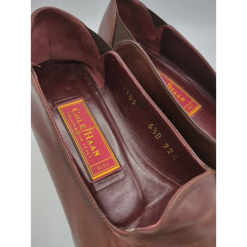 Cole Haan City Low Heel Loafers Italy Womens Size 6.5 B Brown Leather F9385‎